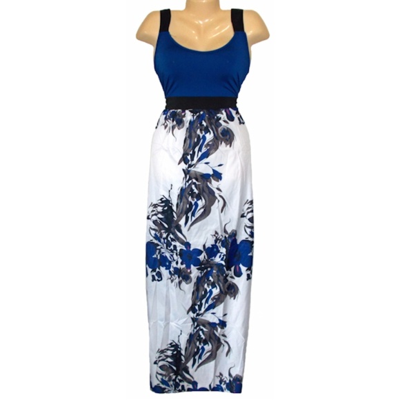 NEW Blue Empire Floral A-Line Plus Size Maxi Dress - Picture 2 of 4